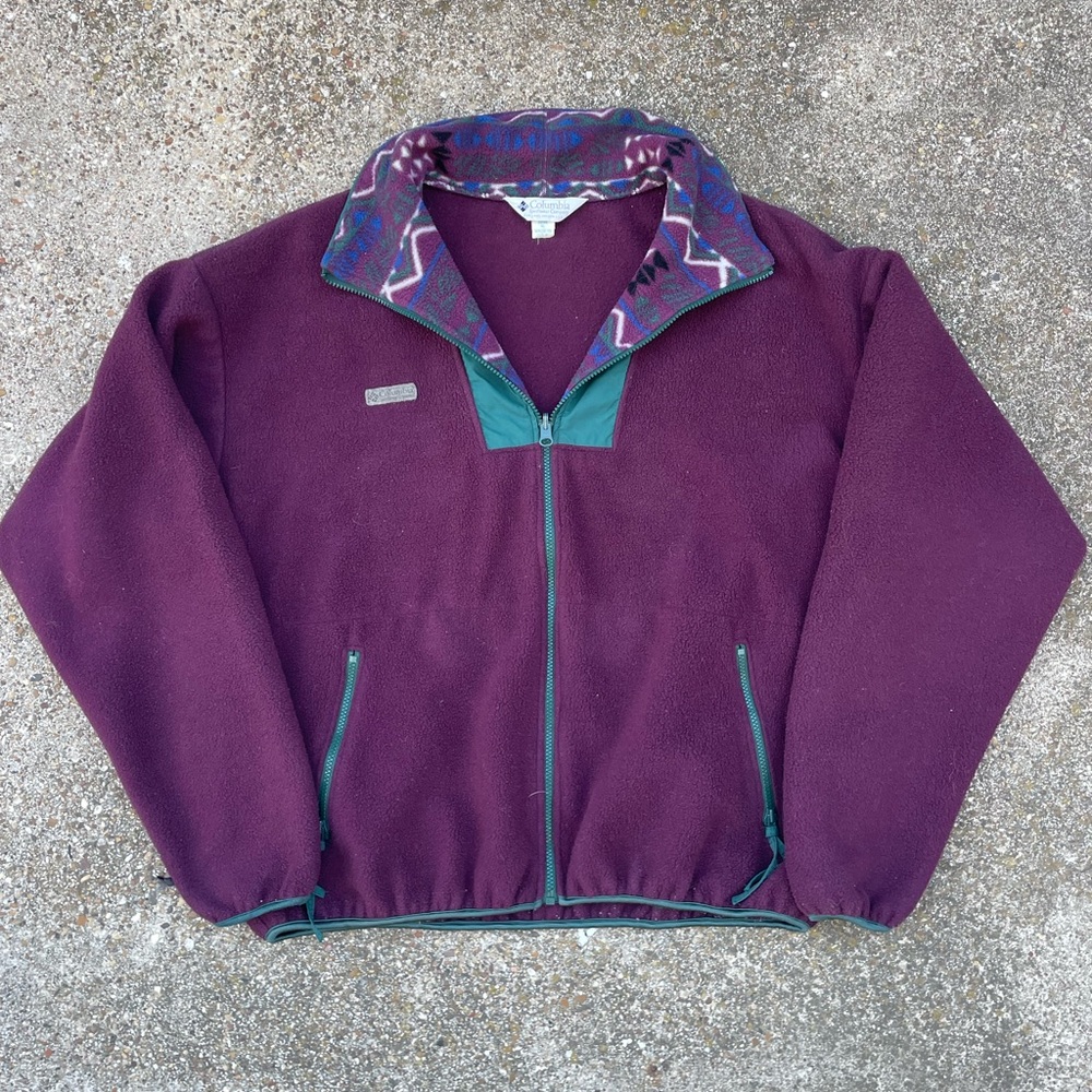 Columbia Purple Fleece Jacket with Patterned Collar